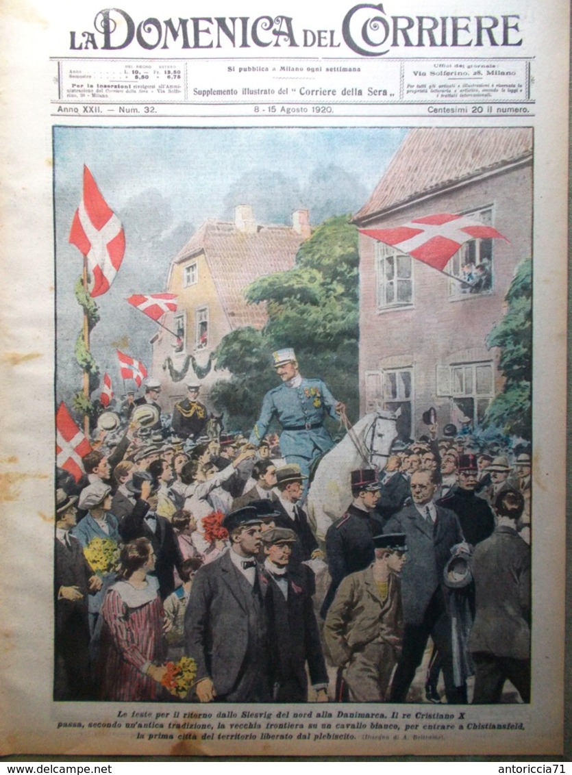 La Domenica Del Corriere 8 Agosto 1920 Wright Sanatorio Prasomaso Exeter Dandolo - Autres & Non Classés