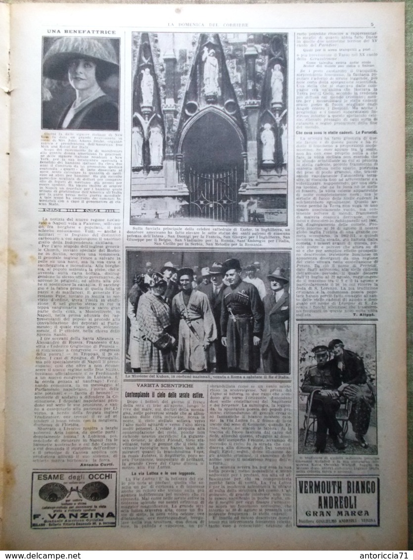 La Domenica Del Corriere 8 Agosto 1920 Wright Sanatorio Prasomaso Exeter Dandolo - Autres & Non Classés