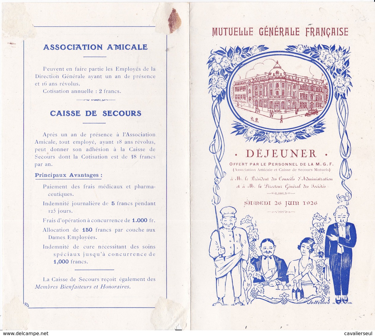 MENU - DEJEUNER Du 26 JUIN 1926 - Menus