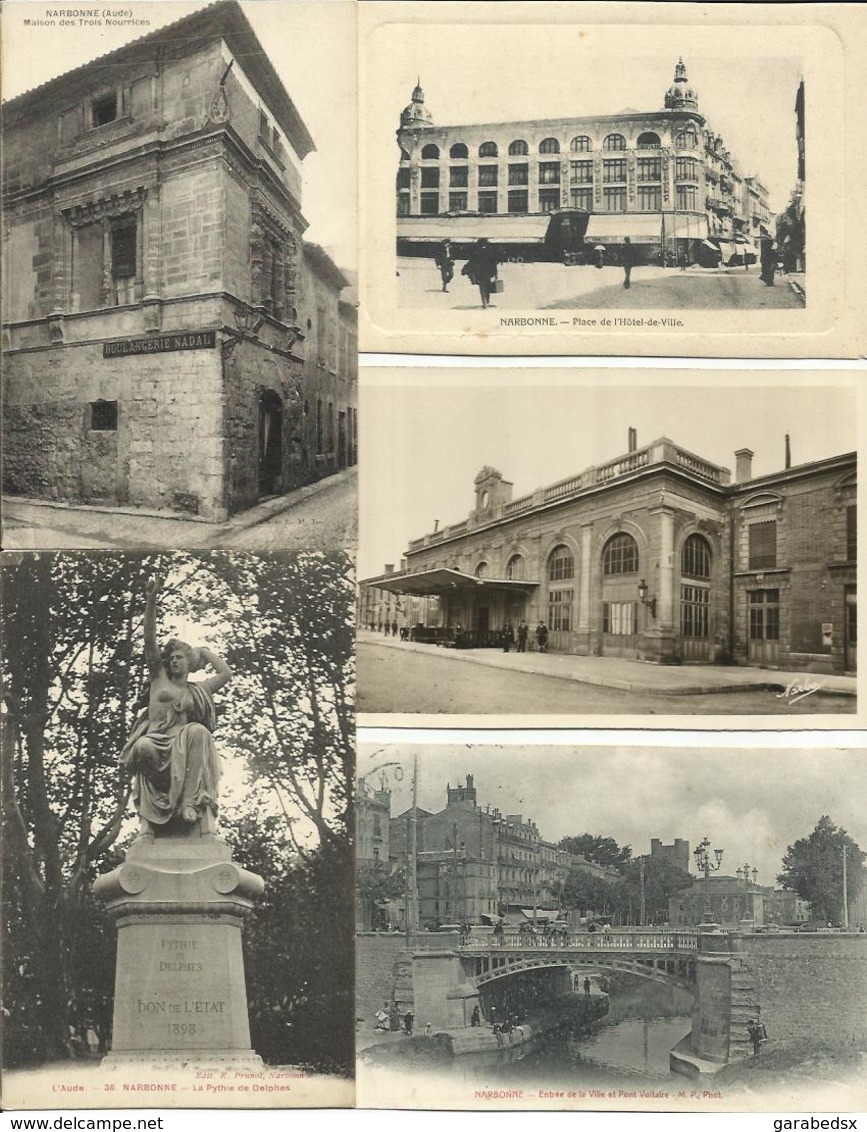 LOT DE 75 CARTES POSTALES ANCIENNES DE NARBONNE (11). - Narbonne