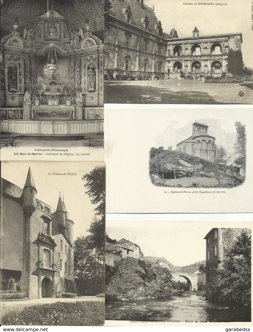 LOT DE 180 CARTES POSTALES ANCIENNES DE L'AVEYRON (12).