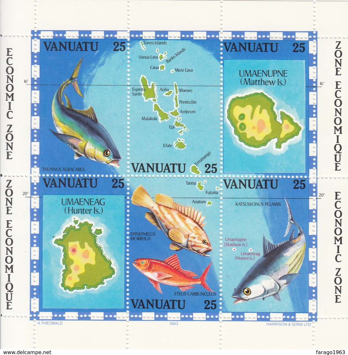 1983 Vanuatu Economic Zone Fish Maps Complete  MNH - Vanuatu (1980-...)