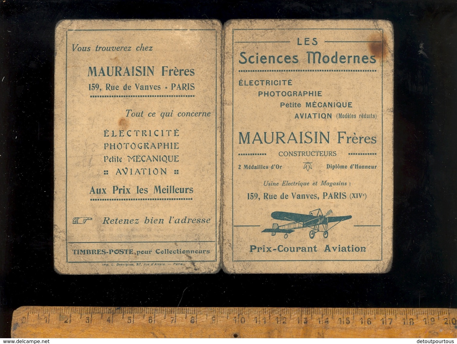 Extrait Tarif Type Carte De Visite : Pièces Pour L'aviation MAURAISIN Frères Constructeurs 159 Rue De Vanvres Paris - Transport