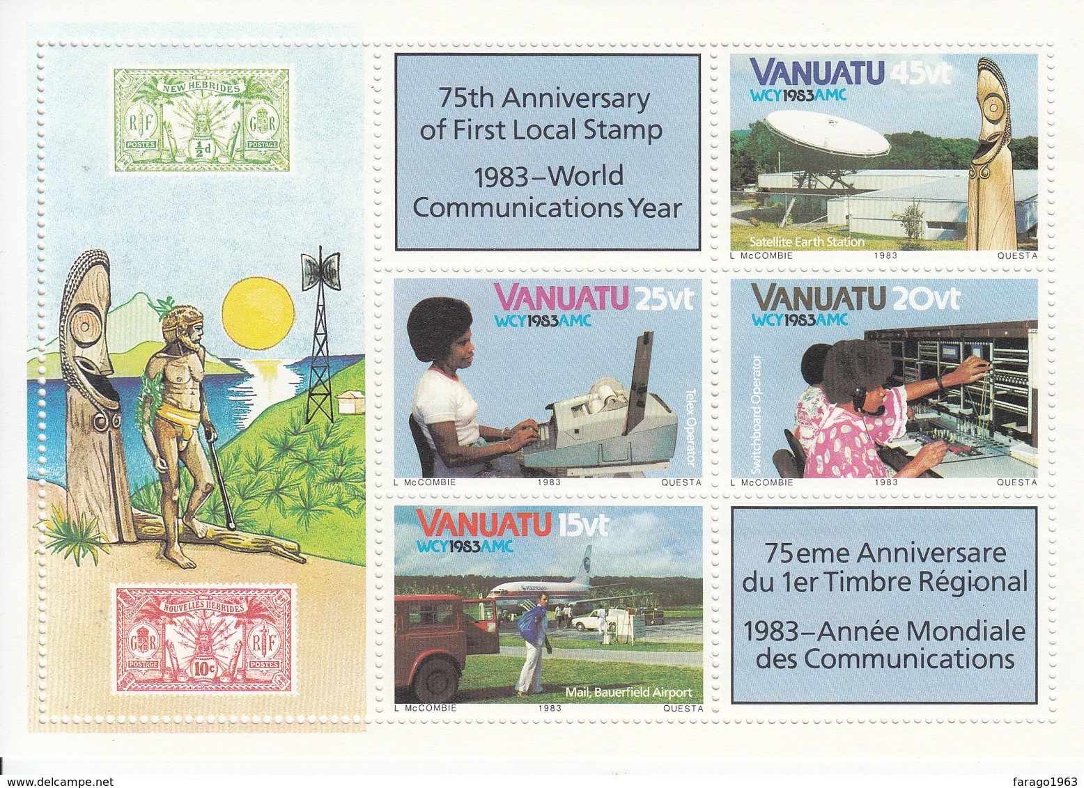 1983 Vanuatu Communication Year Telecom Philately Miniature Sheet Of 4 MNH - Vanuatu (1980-...)