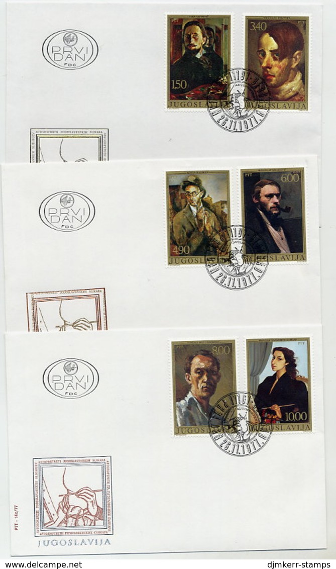 YUGOSLAVIA 1977 Self-portraits On 3 FDCs.  Michel 1708-13 - FDC