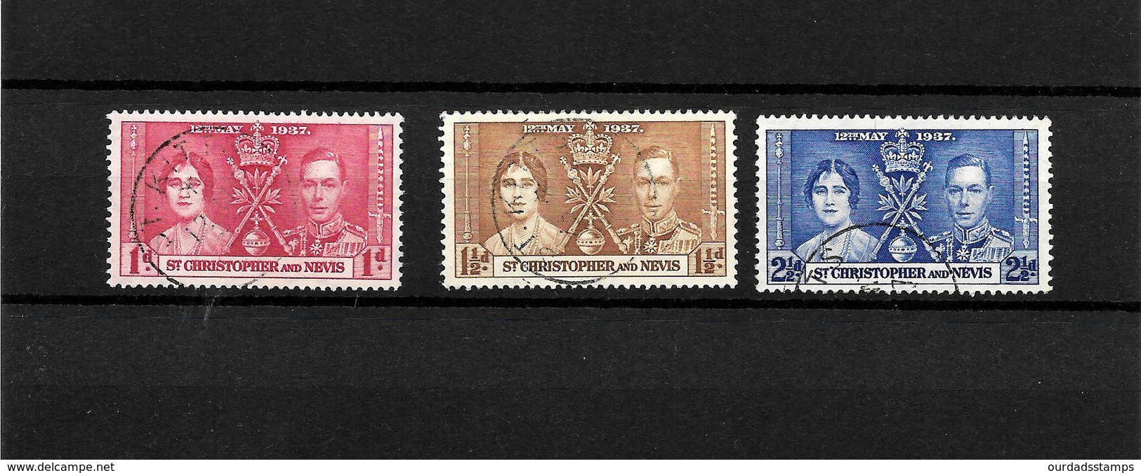 St Kitts-Nevis KGVI 1937 Coronation, Complete Sets Used (7110) - St.Kitts And Nevis ( 1983-...)