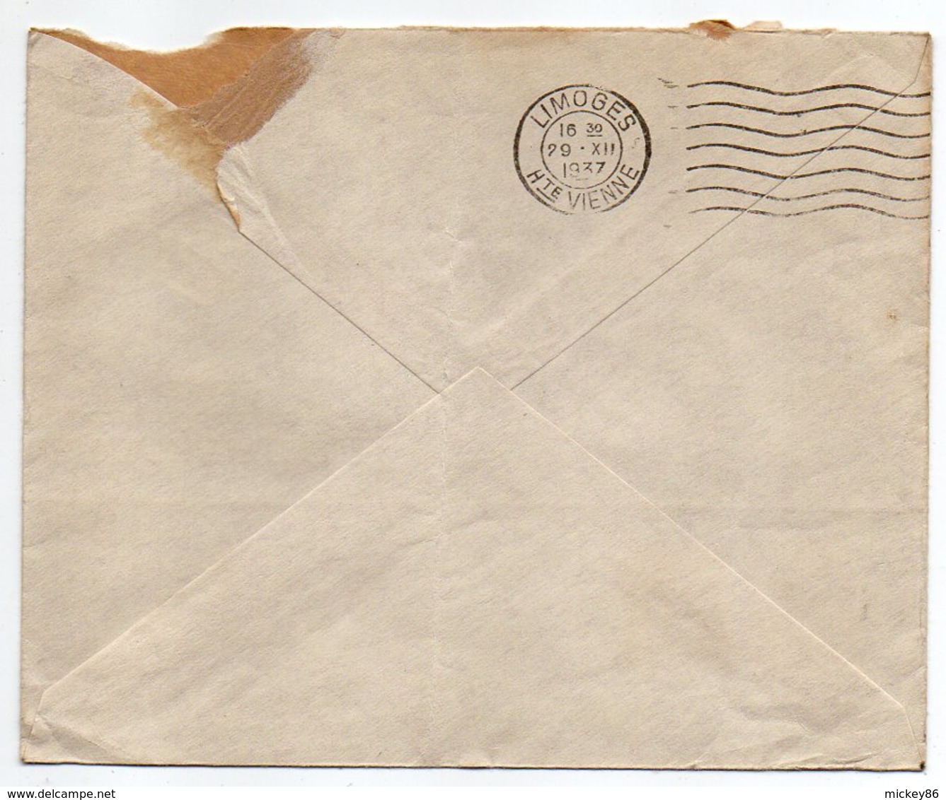 Suisse --1937--Lettre De BERNE   Pour LIMOGES (France) --cachets --enveloppe Personnalisée  Kiefer & Co - Covers & Documents