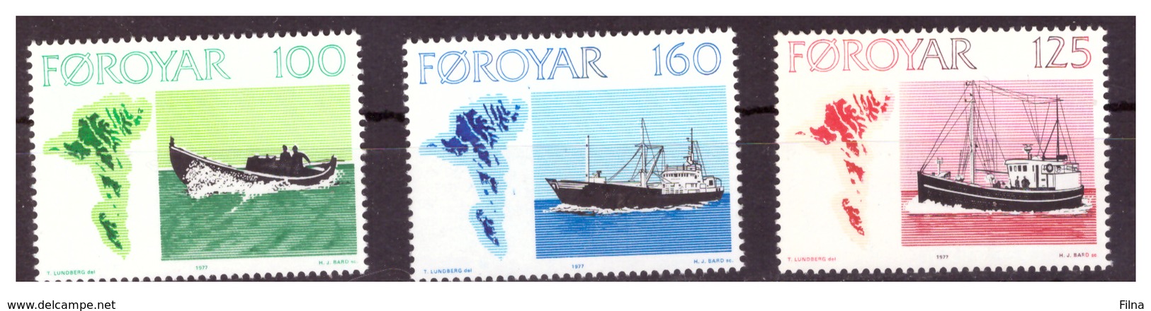 ISOLE FÆR ØER - 1977- NAVI DA PESCA.. - MNH** - Faeroër