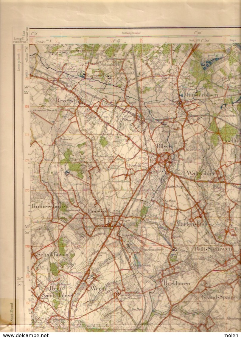 TONGEREN Situatie1872-1935 STAFKAART 34 MAASTRICHT VISE BILZEN HOESELT GLONS VLIJTINGEN MEERSSEN VALKENBURG GULPEN S373 - Tongeren