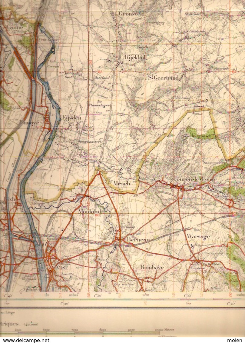 TONGEREN Situatie1872-1935 STAFKAART 34 MAASTRICHT VISE BILZEN HOESELT GLONS VLIJTINGEN MEERSSEN VALKENBURG GULPEN S373