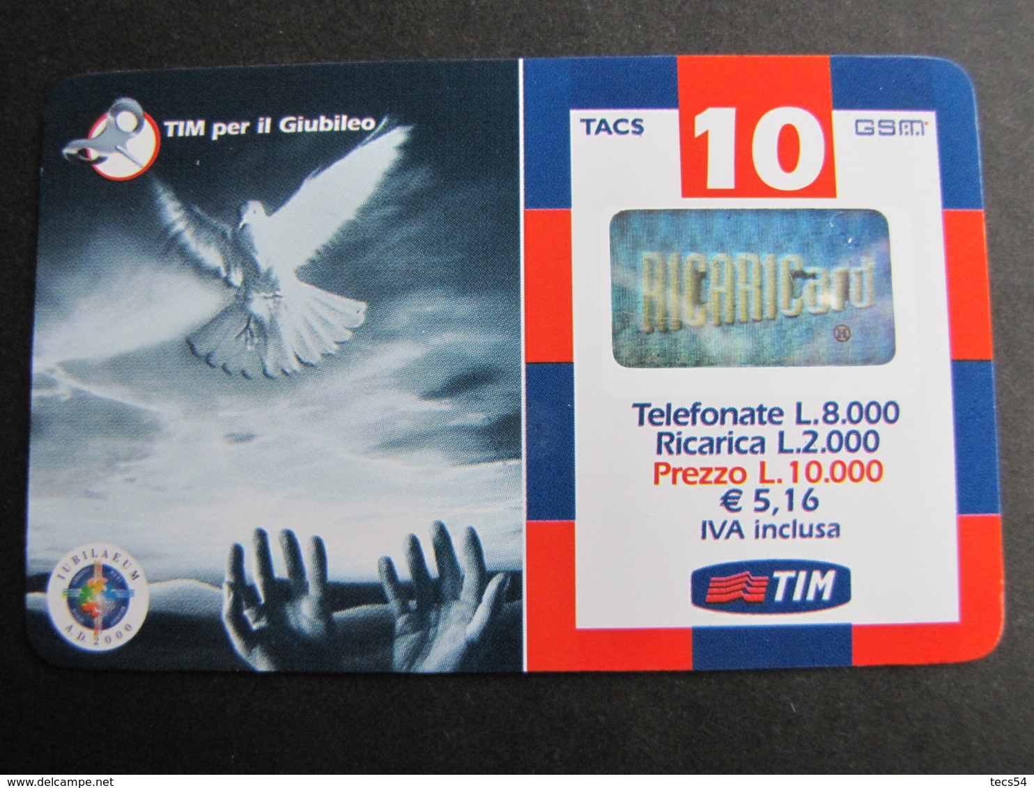 TIM USATA 1165 GCO-M - TIM PER IL GIUBILEO COLOMBA DELLA PACE ETU4 - Apr.2002 Eccellente Stato - [2] Sim Cards, Prepaid & Refills