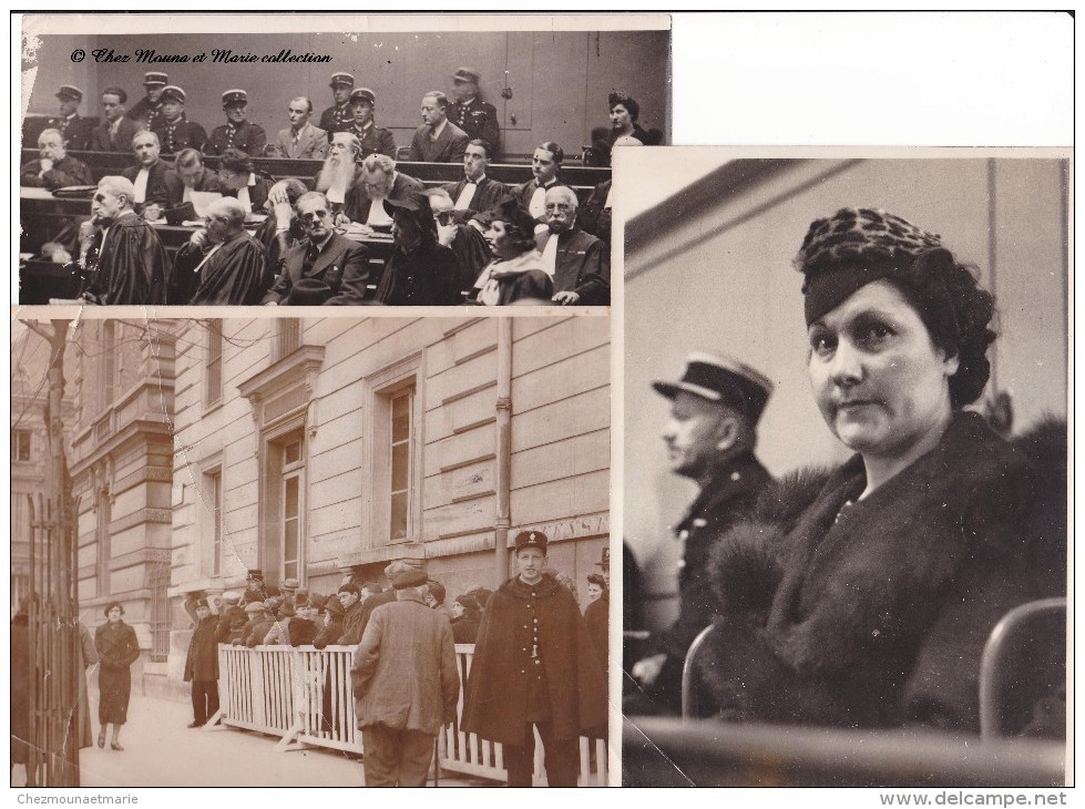 1939 - PROCES WEIDMANN - MEURTRIER - GUILLOTINE EN PUBLIC - COLETTE TRICOT - MILLION - BLANC - LOT DE 3 PHOTOS DE PRESSE - Célébrités