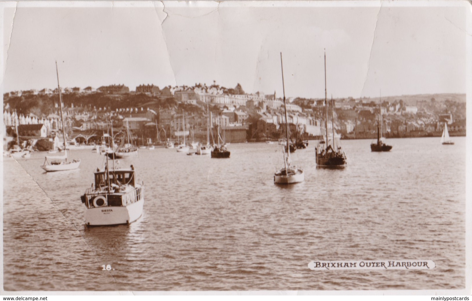 AN65 Brixham, Outer Harbour - RPPC, Torquay Publisher - Other & Unclassified