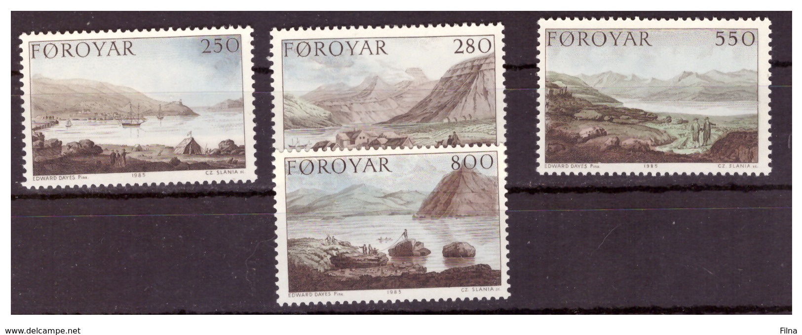 ISOLE FÆR ØER - 1985 - LA SPEDIZIONE STANLEY DEL 1789. DIPINTI DI EDWARD DAYS. SERIE COMPLETA. - MNH** - Isole Faroer