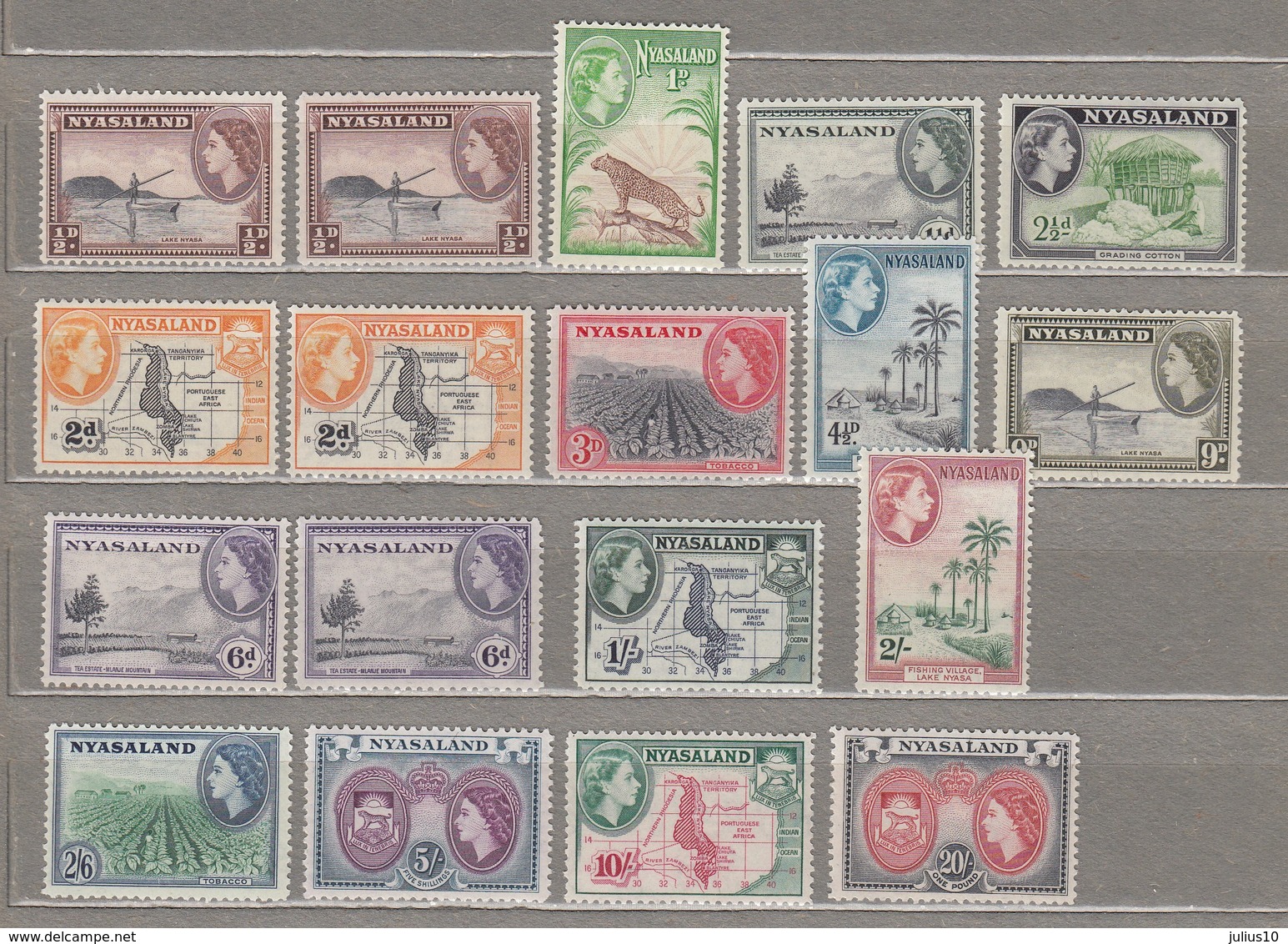 NYASALAND 1953 MVLH (**) Complete Set With Varieties QEII Look Scan Read #23183 - Nyasaland (1907-1953)