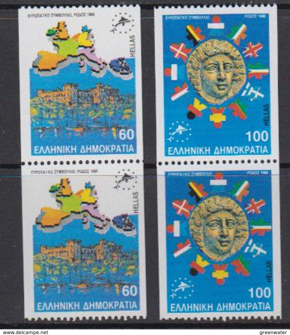 Greece 1988 European Council / Rhodos Meeting 2v From Strips Of 5 (pair) ** Mnh (41170C) - 1988