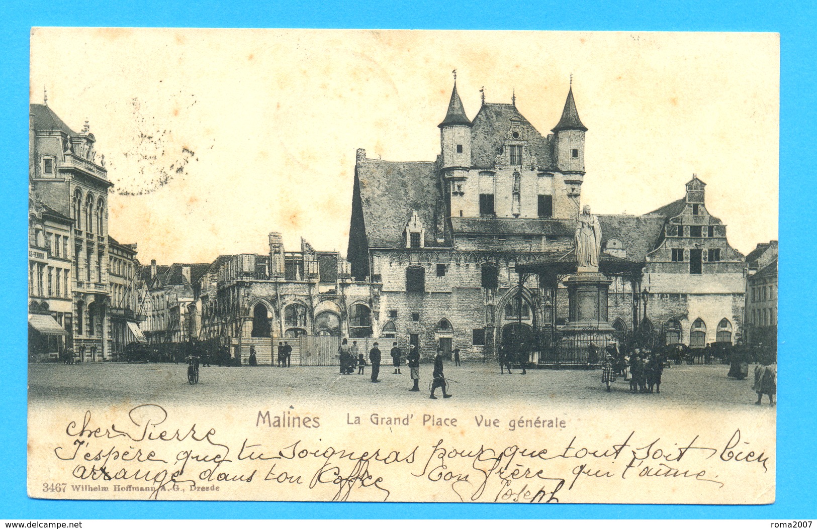 PK/CP MALINES 1904 : La Grand' Place  Vue Générale. Met STERstempel ALSEMBERG. - Mechelen