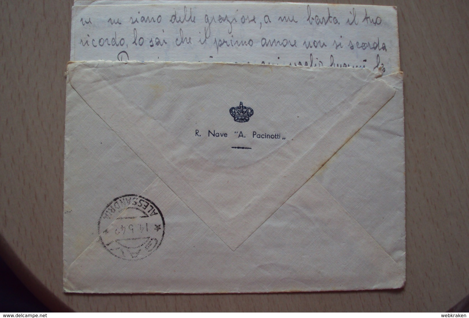 STORIA POSTALE LETTERA AL RETRO INTESTATA PIù ANNULLO DELLA REGIA NAVE PACINOTTI MARINA MILITARE - Marcophilie