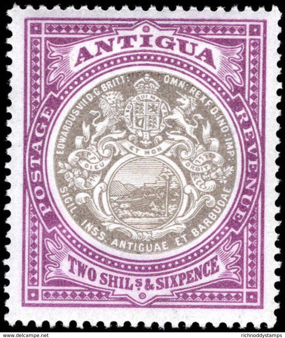 Antigua 1903-07 2s6d Grey-black And Purple Crown CC Lightly Mounted Mint. - 1858-1960 Crown Colony