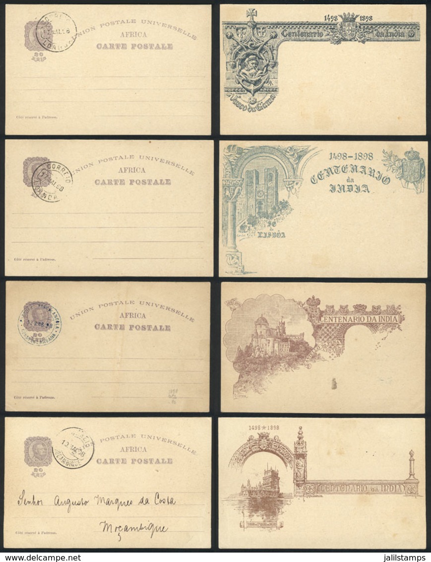 PORTUGUESE AFRICA: Postal Cards Of 1898 Of 20Rs.: Set Of 4 Cards Illustrated On Reverse, Cancelled To Order, Excellent Q - Afrique Portugaise