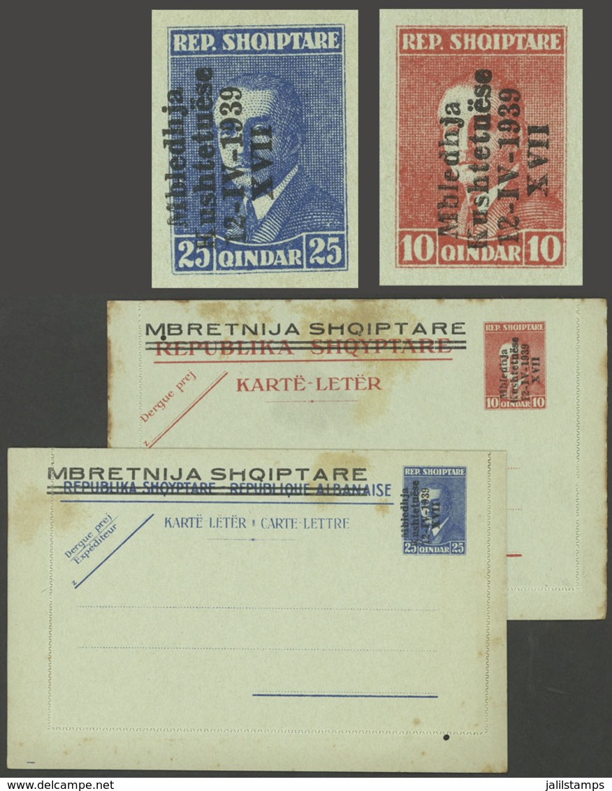 ALBANIA - ITALIAN OCCUPATION: Lettercards Overprinted In 1939, Cmpl. Set Of 2 Unused Values, Minor Defects, Scarce! - Autres & Non Classés