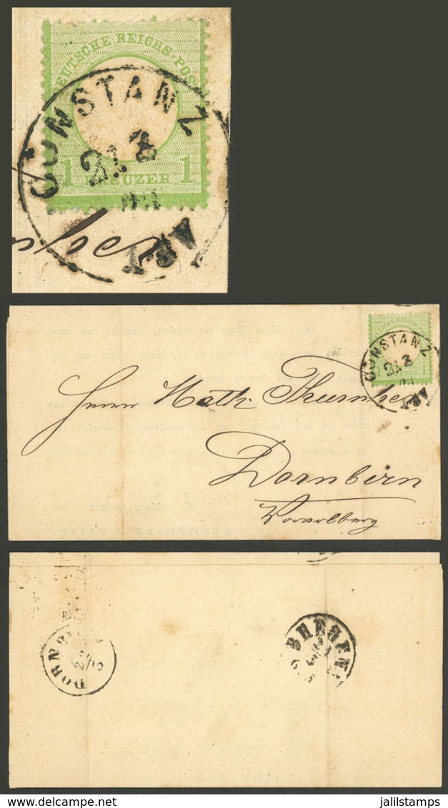 GERMANY: Letter (printed) Sent From Constanz To Dornbern On 21/MAR/1873 Franked With 1Kr. (Sc.7), On Back Transit And Ar - Storia Postale