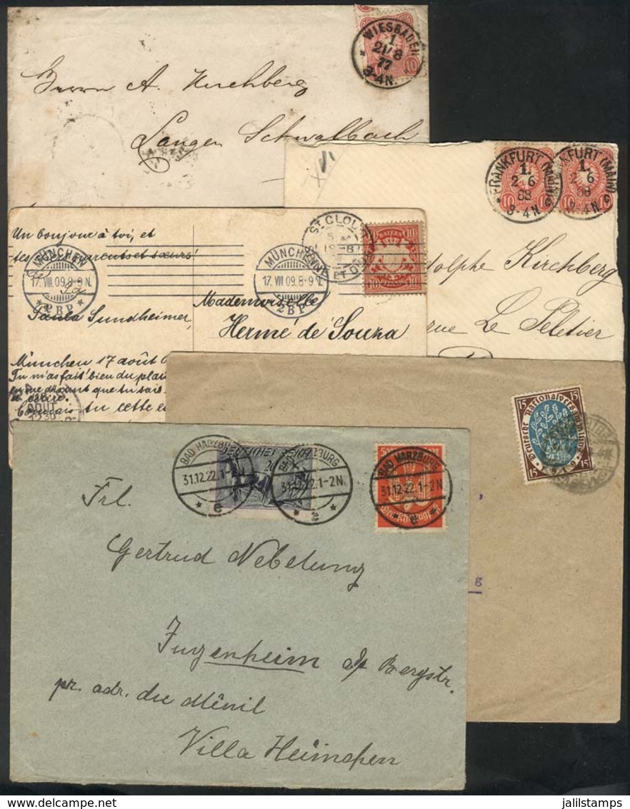 GERMANY: 5 Covers Or Cards Posted Between 1877 And 1922, Fine To VF General Quality, Interesting! - Lettres & Documents