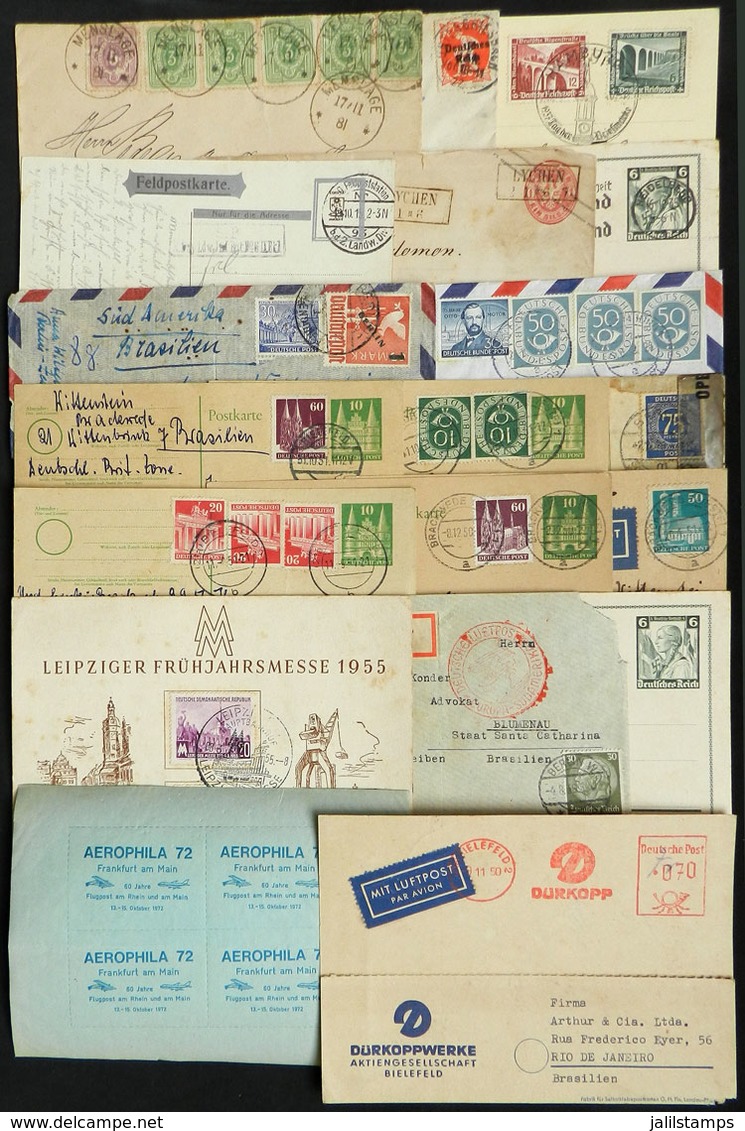 GERMANY: 17 Covers, Cards, Etc. Used In Varied Periods, Most To Brazil, There Are Interesting Postages And Cancels. The  - Lettres & Documents