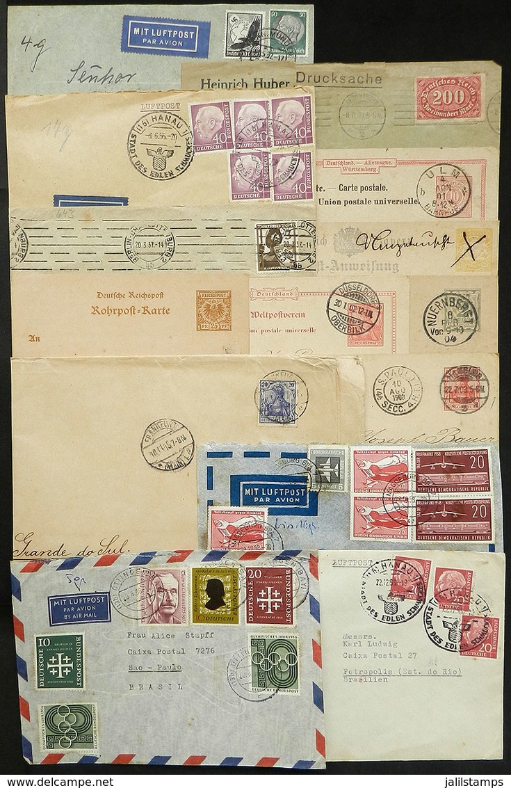 GERMANY: 14 Covers, Cards, Postal Stationeries Etc., Most Posted Between 1901 And 1956, Interesting, Low Start! - Lettres & Documents