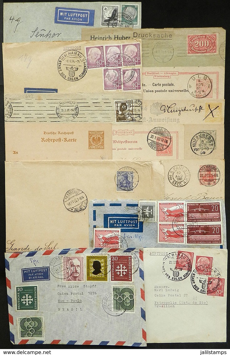 GERMANY: 14 Covers, Cards, Postal Stationeries Etc., Most Posted Between 1901 And 1956, Interesting, Low Start! - Brieven En Documenten