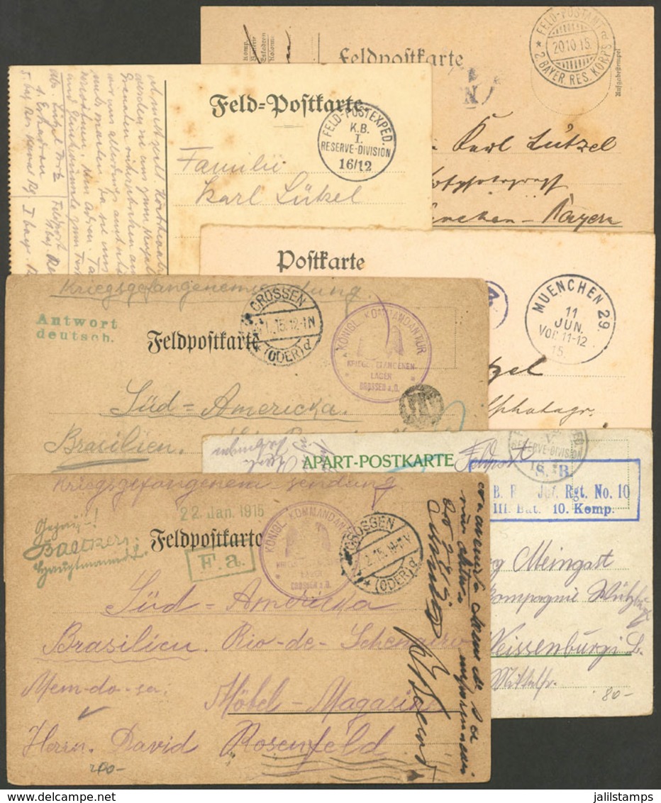 GERMANY: 6 FELDPOST Cards Used In 1914/5, Varied Cancels, Interesting! - Covers & Documents