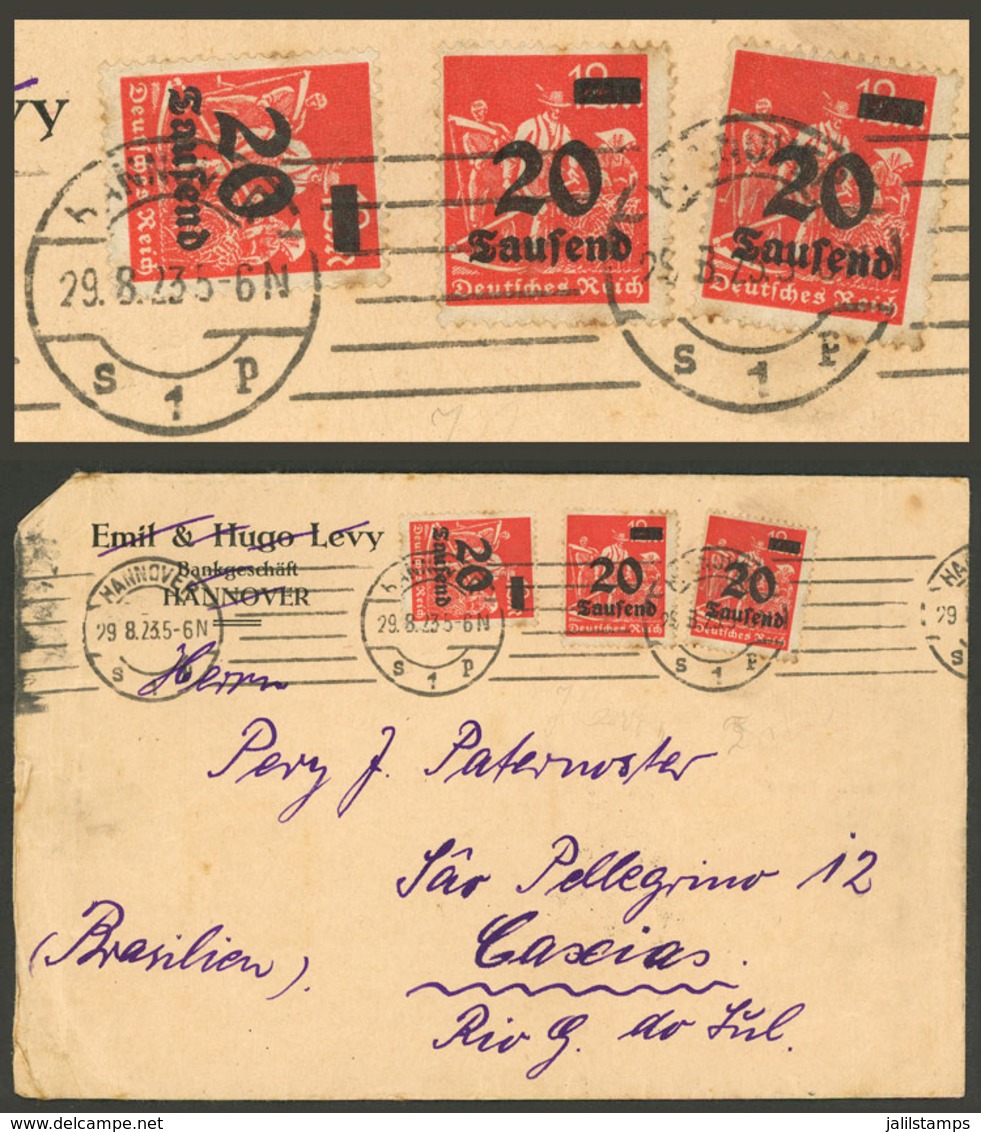 GERMANY: 29/AU/1923 Hannover - Caxias (Brazil): Cover With INFLA Postage For 60,000Mk., Very Nice! - Covers & Documents