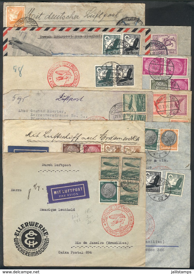 GERMANY: 10 Airmail Covers Sent To Brazil + 1 To New York Between 1931 And 1937, There Are Interesting Frankings And Pos - Lettres & Documents