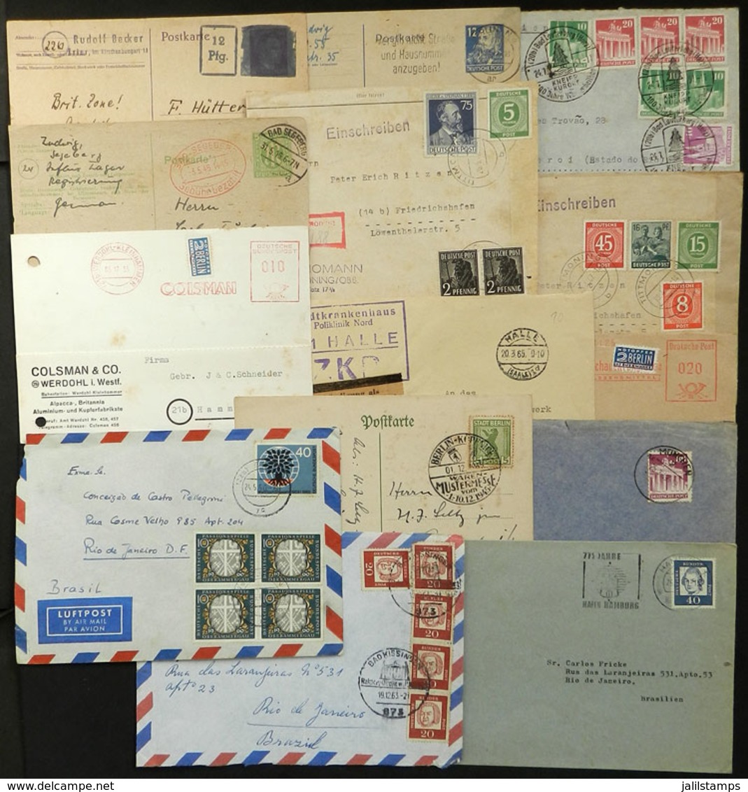 GERMANY: 14 Covers And Cards Posted Between 1946 And 1963, Including Some Very Interesting Pieces, High Retail Value, Fi - Briefe U. Dokumente