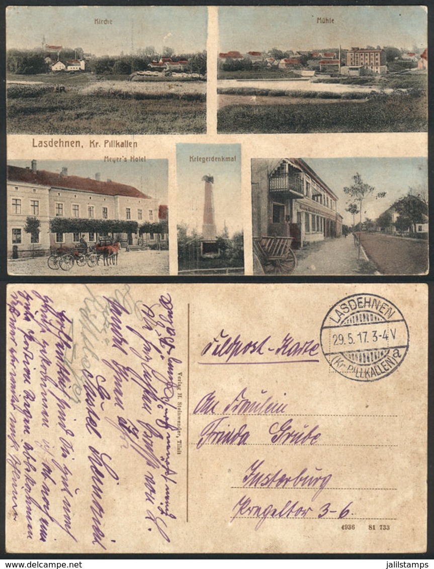 GERMANY: World War I: Lasdehnen (Russia), Multiple Views Of The Town, Sent By A Soldier At The War Front On 29/MAY/1917  - Altri & Non Classificati