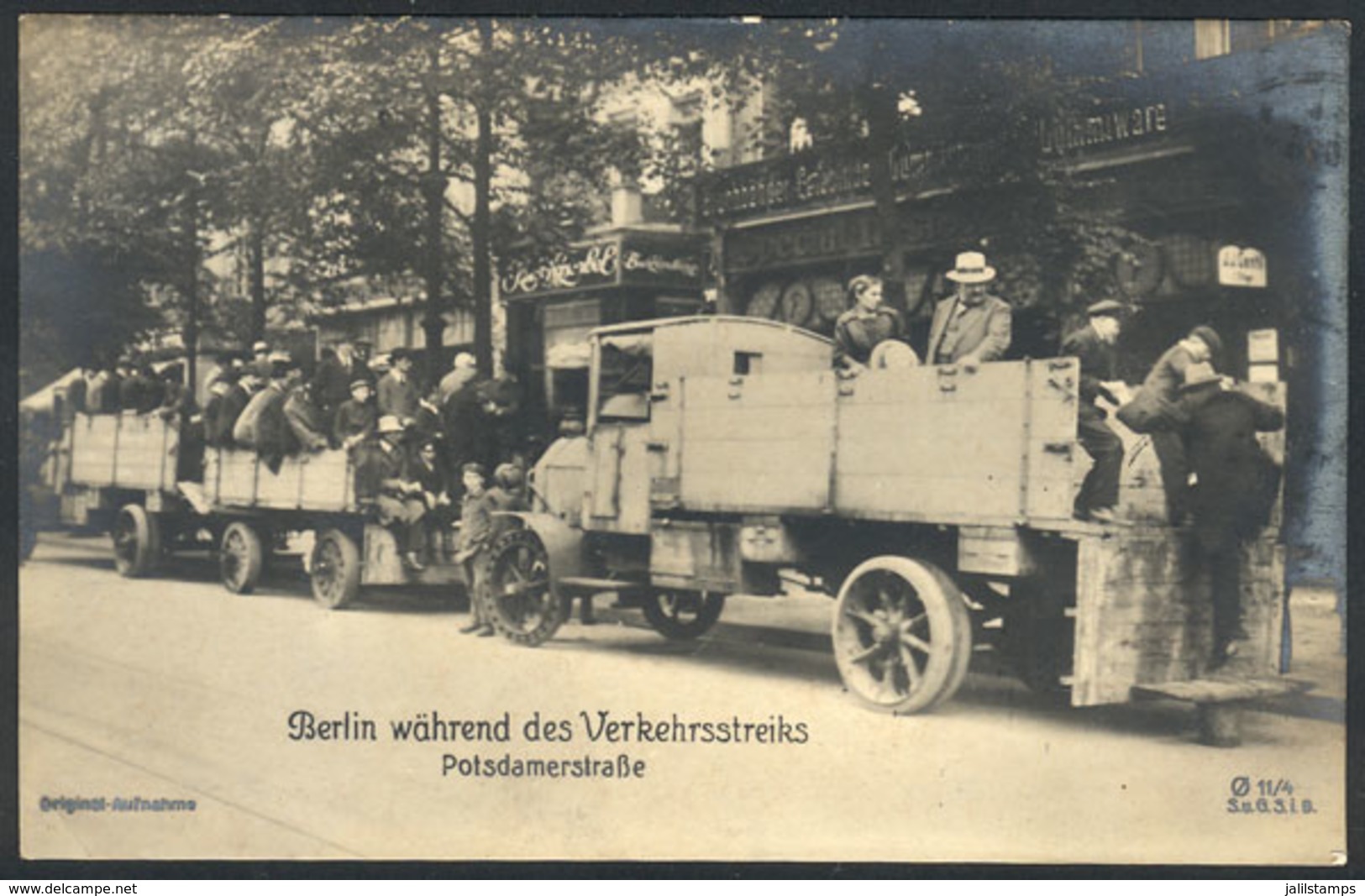 GERMANY: BERLIN: Transport Strikes, Trucks With Workers In Potsdamerstrasse, Sent To Wien On 12/JUL/1919, VF Quality! - Autres & Non Classés