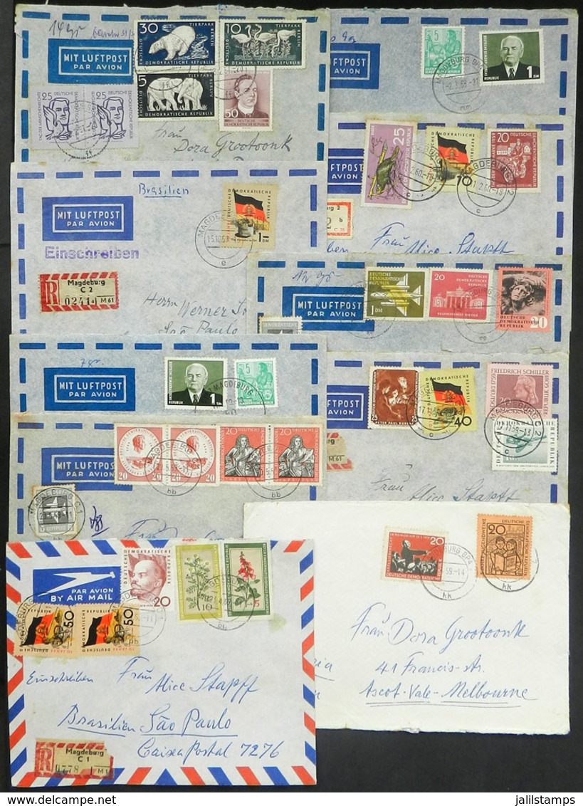 EAST GERMANY: 10 Covers Sent To Brazil Between 1957 And 1960, Handsome Postages! - Brieven En Documenten