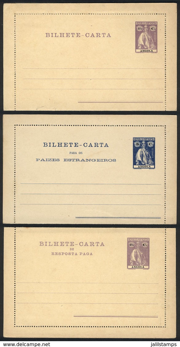 ANGOLA: Lettercards Of 1914: 2½c., 5c. And Couble Card Of 2½+2½c., Unused, Excellent Quality! - Angola