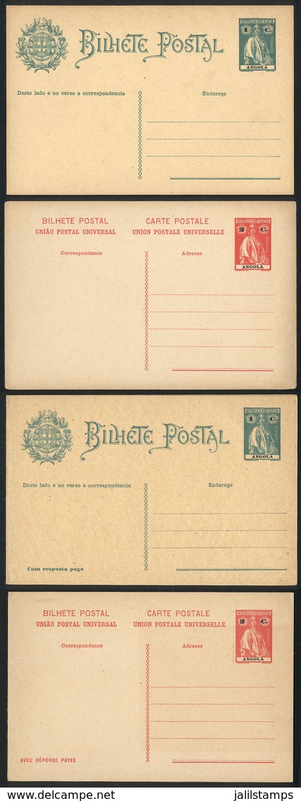 ANGOLA: Postal Cards Of 1914: 1c. And 2c., And Double Cards Of 1c.+1c. And 2c.+2c., Mint, Excellent Quality! - Angola