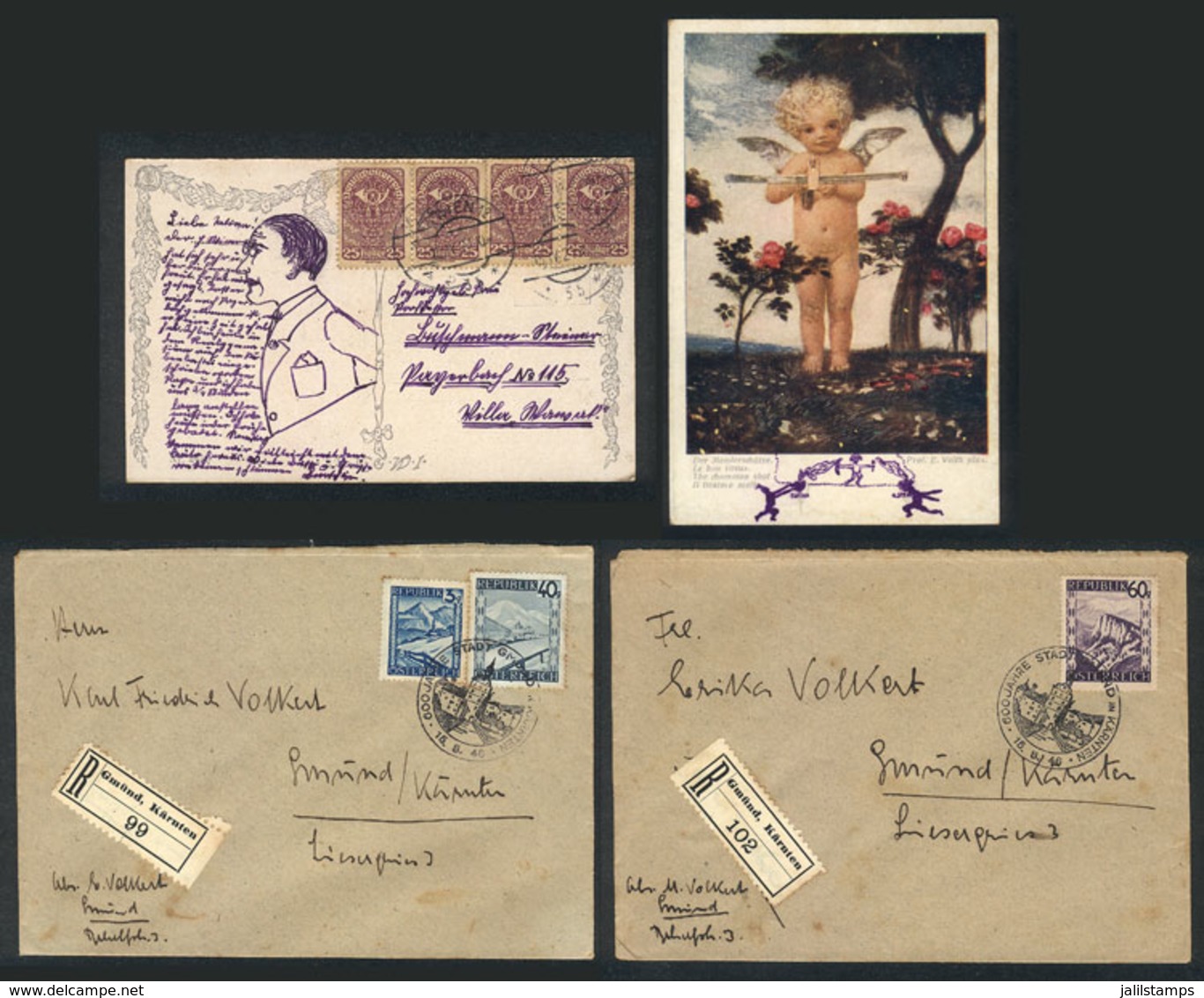 AUSTRIA: Postcard Used In 1921 + 2 Covers With Special Postmarks Of 1946, Very Nice. - Covers & Documents