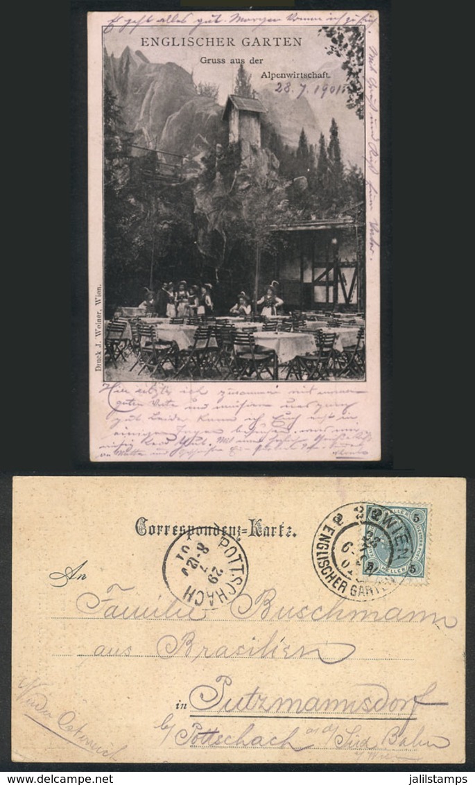 AUSTRIA: Englischer Garten, Gruss Aus Der Alpenwirtschaft, Used In 1901, Excellent Quality! - Autres & Non Classés