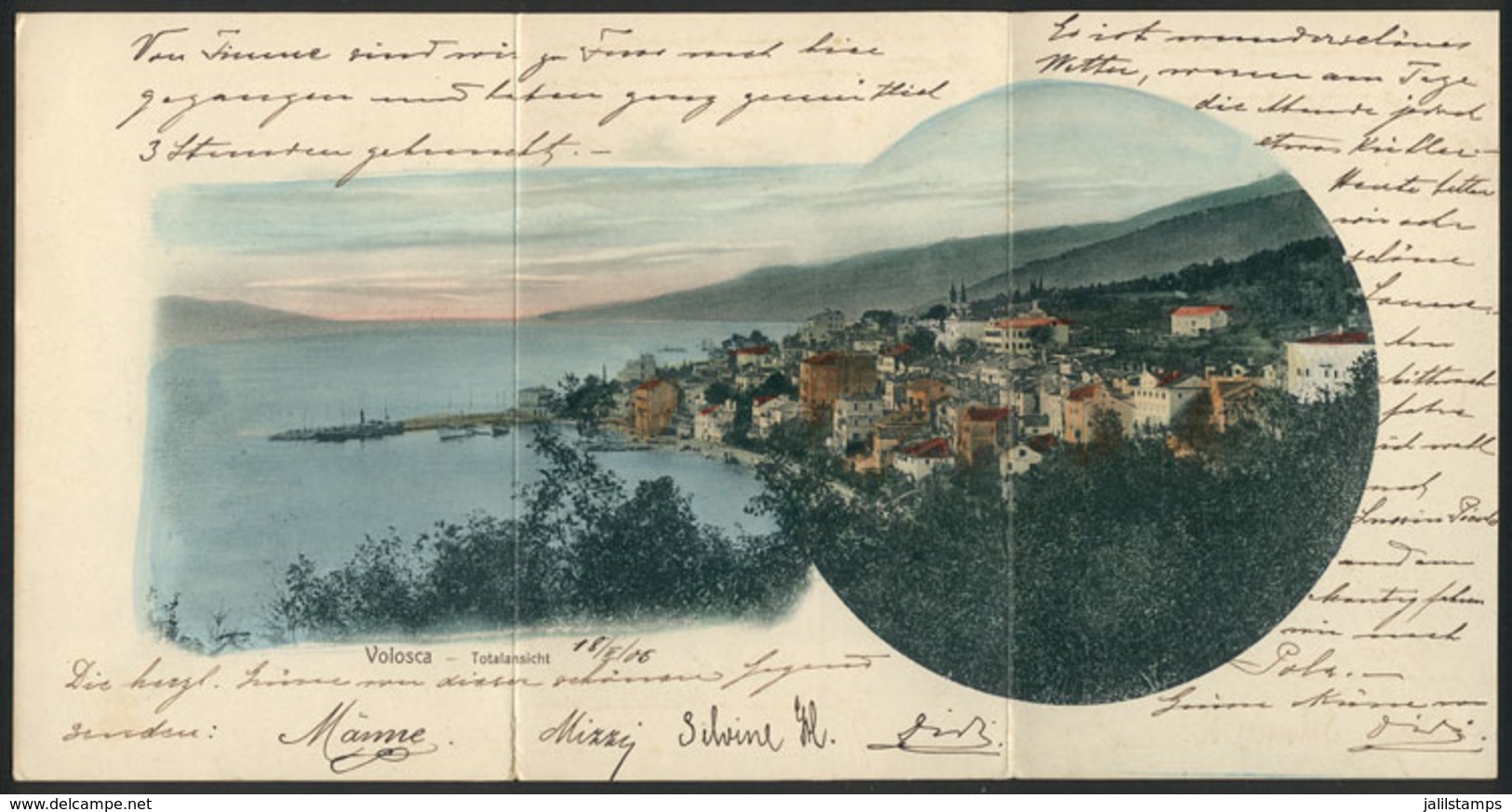 AUSTRIA: VALOSCA: Panorama, TRIPLE Postcard!!, Fantastic View, Sent From Abbazia To Wien In NO/1905, Excellent! - Altri & Non Classificati
