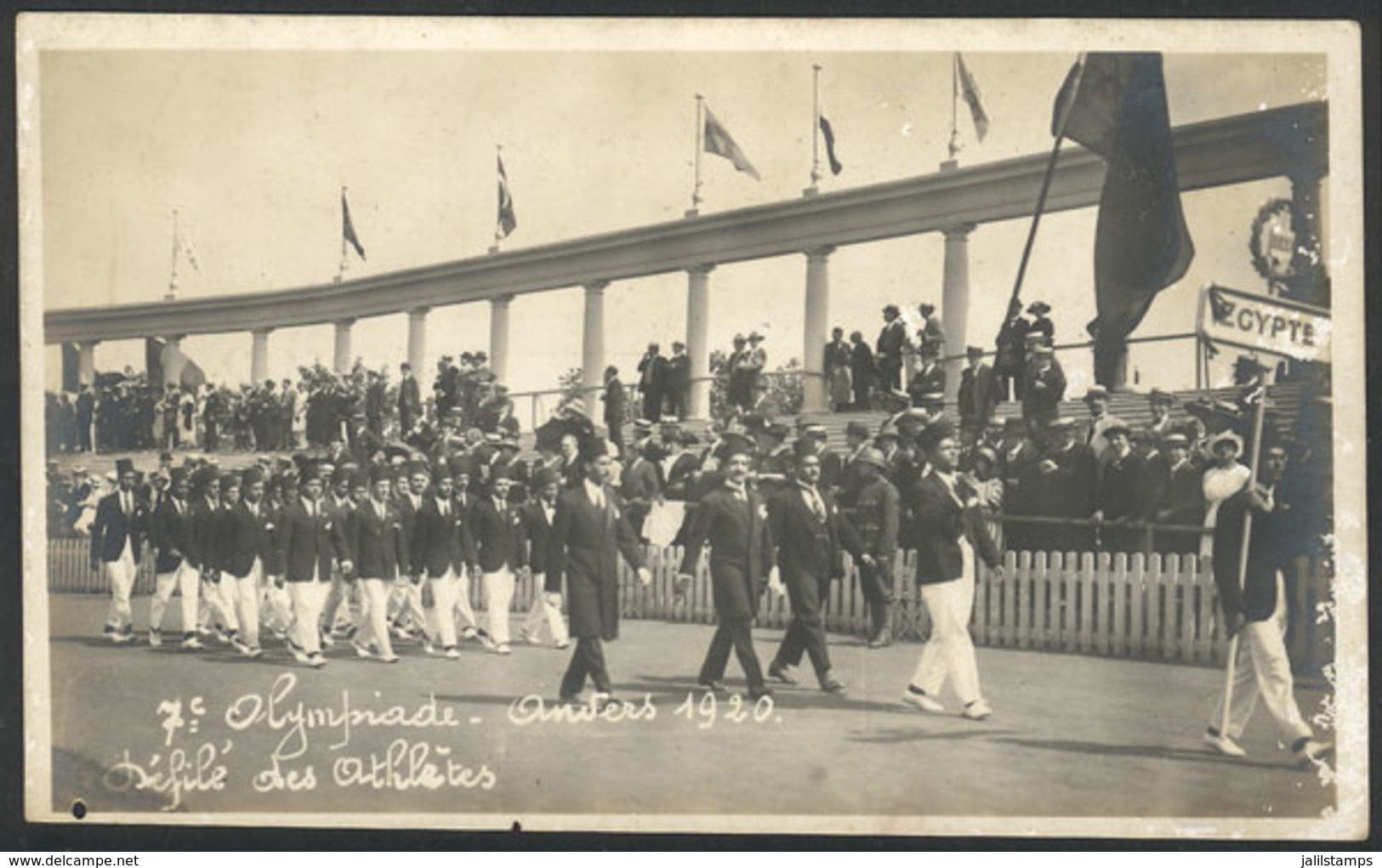 BELGIUM: Olympic Games Anvers 1920: Parade Of The Athletes (Egyptian Delegation), With Advertising Printed On Back (bicy - Altri & Non Classificati