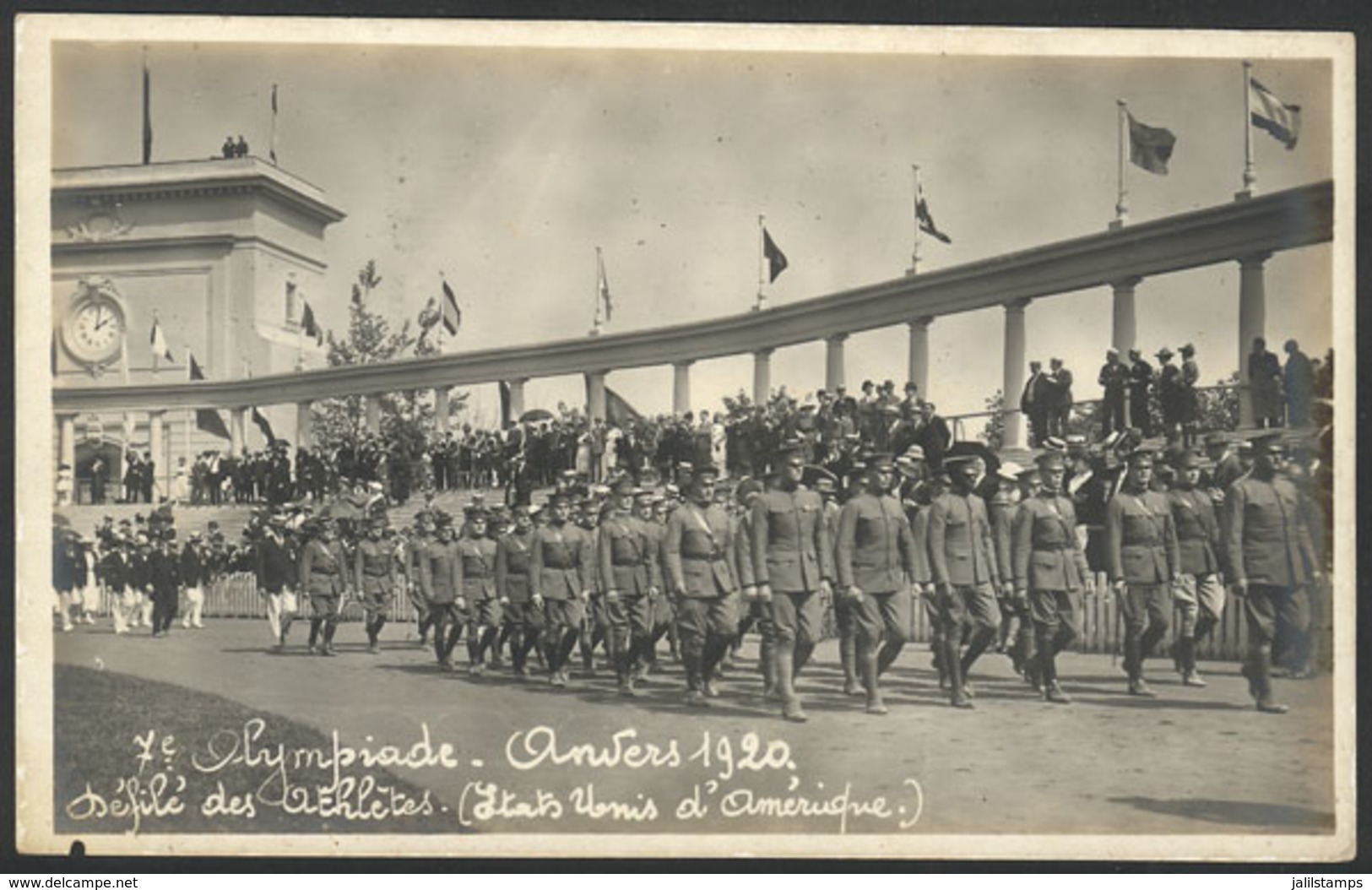 BELGIUM: Olympic Games Anvers 1920: Parade Of The Athletes (USA Delegation), With Advertising Printed On Back (bicycles  - Autres & Non Classés