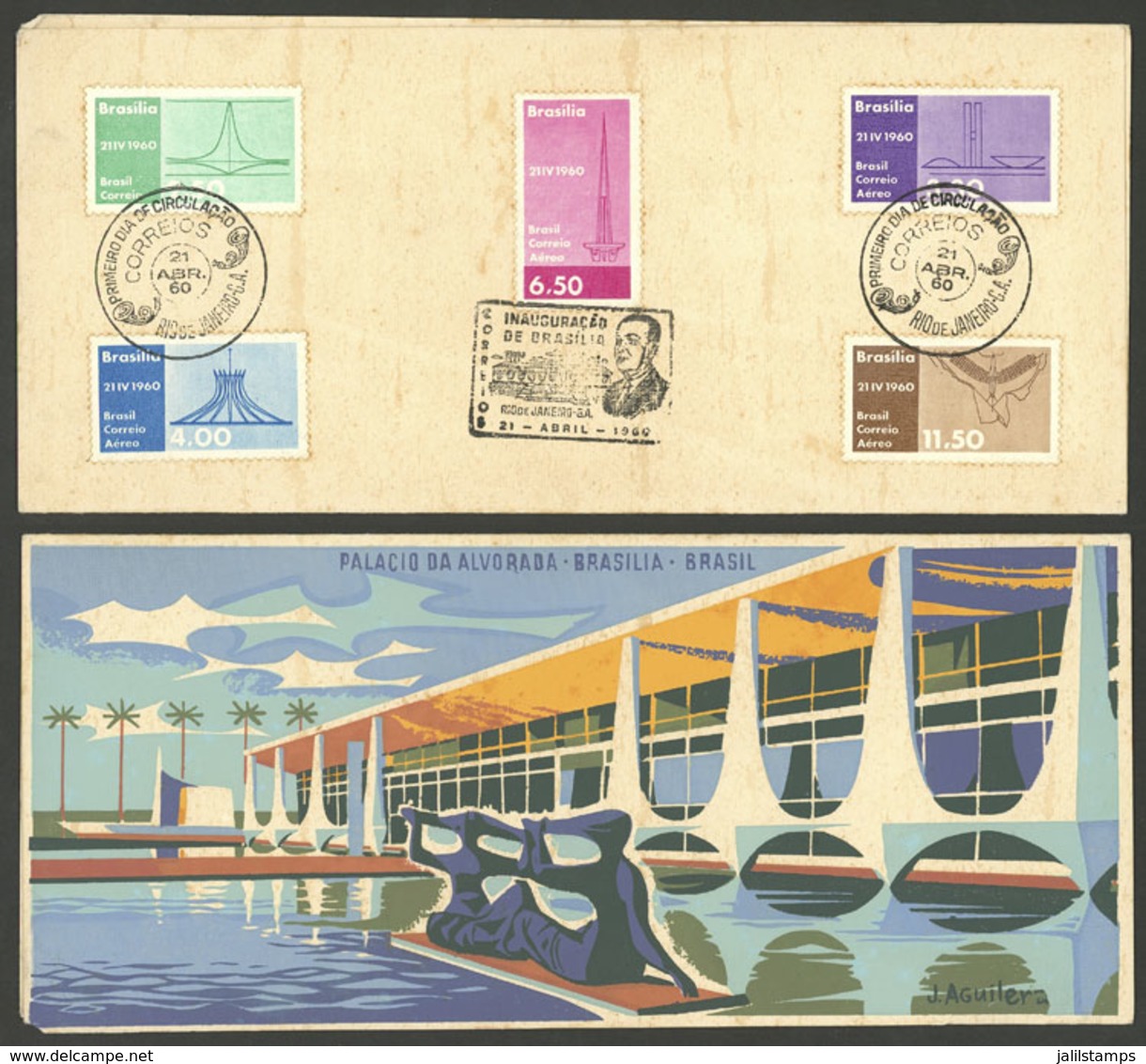 BRAZIL: 1960, Inauguration Of New Brazilian Chapel, Cmpl. Set Of 5 Values On Nice Card With First Day Postmark, Interest - Lettres & Documents