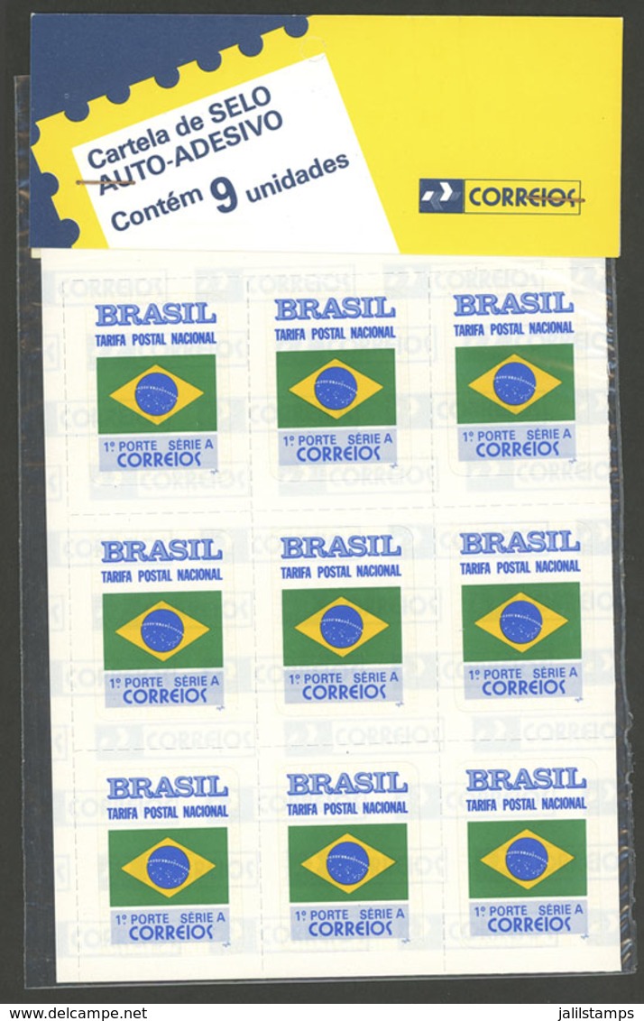 BRAZIL: RHM.695, 1993 Self-adhesive Stamps For First-rate Mail, Sheet Of 9 In Its Original Blister, VF! - Storia Postale