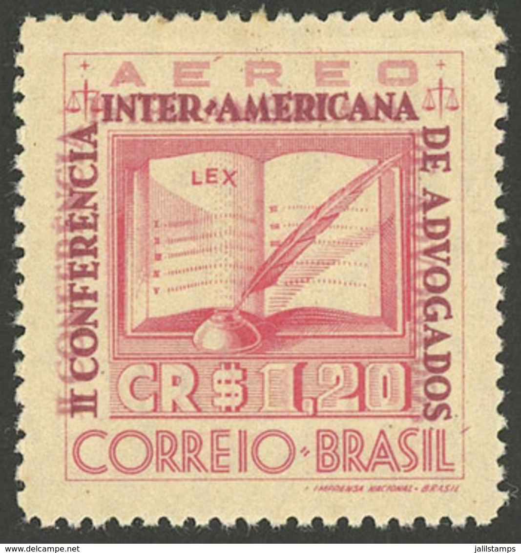 BRAZIL: RHM.A-51C, 1943 Inter-American Conference Of Lawyers, With Variety DOUBLE IMPRESSION Of The Inscriptions Around  - Poste Aérienne