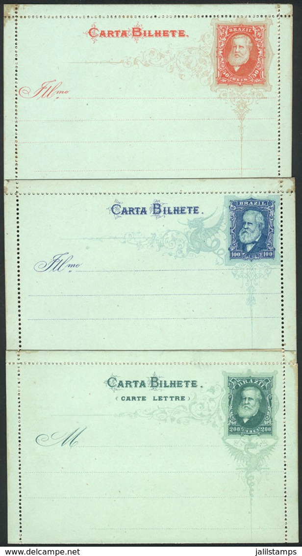 BRAZIL: RHM.CB-14/16, Lettercards Of 1884, Complete Set Of 3 Values + CB-17 (with Watermark), Unused, Fine Quality (some - Postwaardestukken