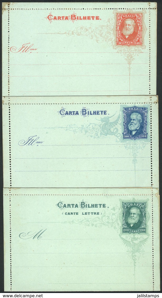 BRAZIL: RHM.CB-14/16, Lettercards Of 1884, Complete Set Of 3 Values + CB-17 (with Watermark), Unused, Fine Quality (some - Interi Postali