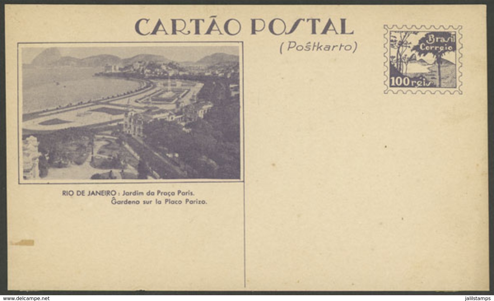 BRAZIL: RHM.BP-90, View Of A Church, The Coast, Etc. (Jardi Da Praça Paris), Bilingual Inscriptions In Portuguese And Es - Interi Postali